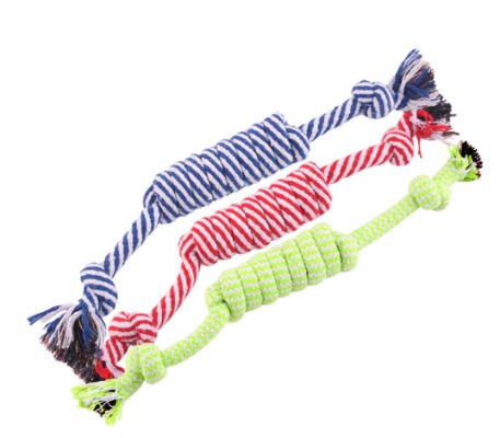 Spiral Barrel Dog Rope Toy - Heavy Duty Twisted Cotton Chew Stick with Double Knots