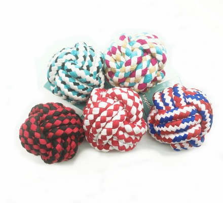 Plush Fabric Strip Dog Toy Ball - Soft Braided Cotton Ribbon Chew for Puppies & Seniors