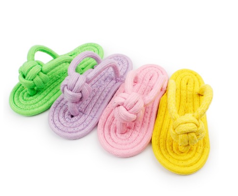 Cotton Rope Slipper Dog Toy - Flip-Flop Molar Flossing Chew Toy & Interactive Tug-of-War Gear