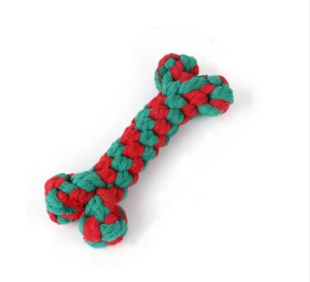 Classic Bone Rope Dog Toy - Tough Two-Tone Cotton Braided Chew for Teething Pups