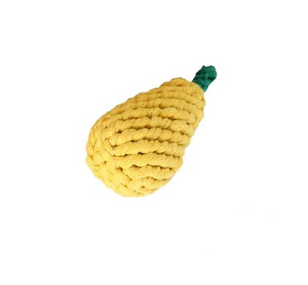 Golden Pear Rope Dog Toy - Durable Braided Cotton Fruit Chew for Teething Puppies