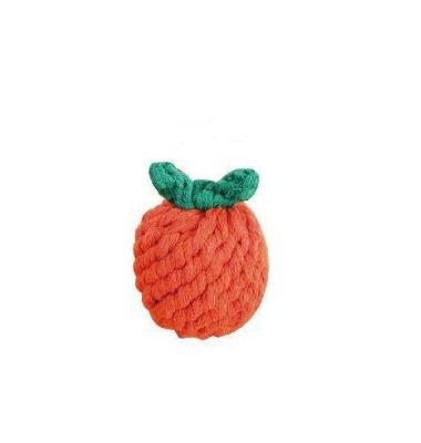 Crunchy Apple Rope Dog Toy - Bouncy Cotton Braided Fetch Ball for Active Pups
