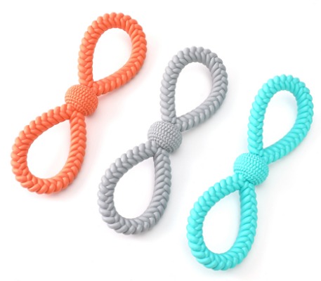 Heavy Duty TPR Braided Rope Dog Tug Toy, Figure-8 Interactive Pet Chew Knot for Teeth Cleaning & Agg