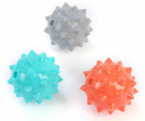 Squeaky Conical Spiked Dog Ball - Medium-Density Molar Bounce Ball & Interactive Dental Care Trainin