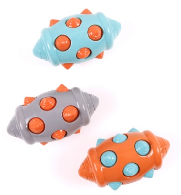 Dual-Color Football Dog Chew Toy - Spliced Rugged Molar Capsule & Irregular Bounce Interactive Fetch