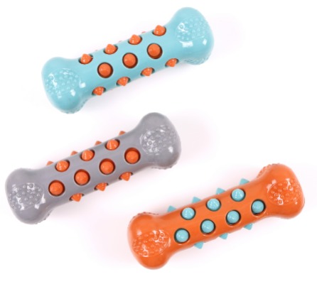 Dual-Color Bone-Shaped Dog Chew Stick - Spliced Spiked Molar Bar & Durable Interactive Dental Care T