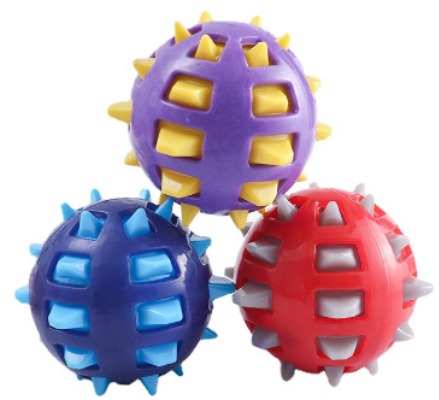 Dual-Layer Spiky Mesh Dog Ball - Cage-Grid Round Molar Ball & High-Bounce Hybrid Texture Dental Chew