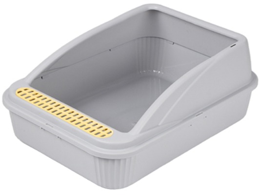 Open Top Cat Litter Box with High Shield Anti Splash Plastic Kitty Litter Pan Litter Tracking Step
