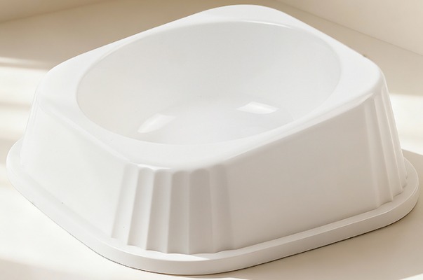 Slanted Cat and Dog Feeding Dish - Ergonomic Ribbed Single Pet Bowl & Anti-Vomit Design Diner