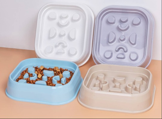 Square Cat and Dog Slow Feeder - Interactive Multi Pattern Single Pet Bowl With Anti-Choking Design