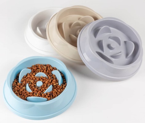 Round Cat and Dog Slow Feeder - Interactive Flower Maze Single Pet Bowl With Anti-Choking Design Din