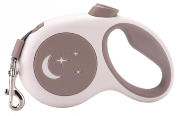Retractable Dog Leash with Star-Moon Motif, Pastel Cream Pet Extension Lead, 360° Tangle-Free Walkin
