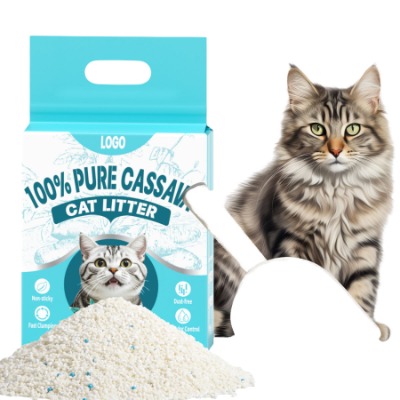 Pure Natural Cassava Cat Litter, 100% Plant-Based Flushable Eco Kitty Clumping Litter Pellets