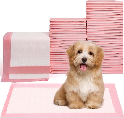 Pink Styled Pet Pee Pads, Disposable Cute Sakura Puppy Potty Training Underpads for Dogs Cats