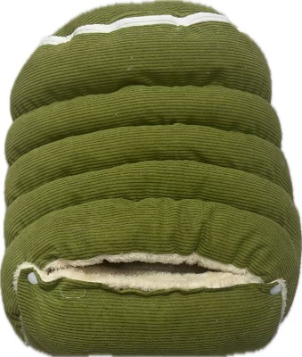 Creative Corduroy Green Pet Sleeping Bag, Soft Fleece Caterpillar Slipper Cat Cave Bed for Dogs